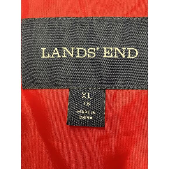 Lands’ End Puffer Vest Woman’s XL 18 Plaid Red Navy Down Feather Outdoor Holiday - Picture 4 of 9
